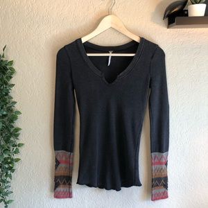 Free People Kombucha Crochet Cuff Gray Thermal